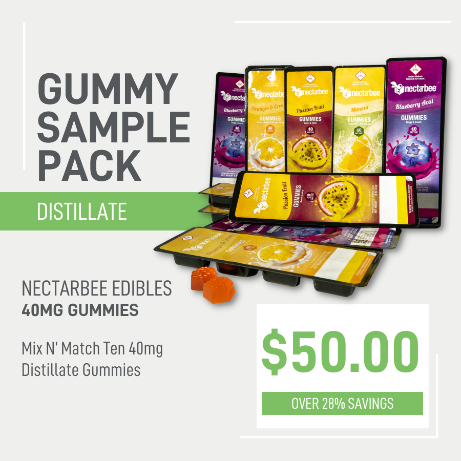 mix n match 10 40mg distillate gummies packs for $50 plus tax